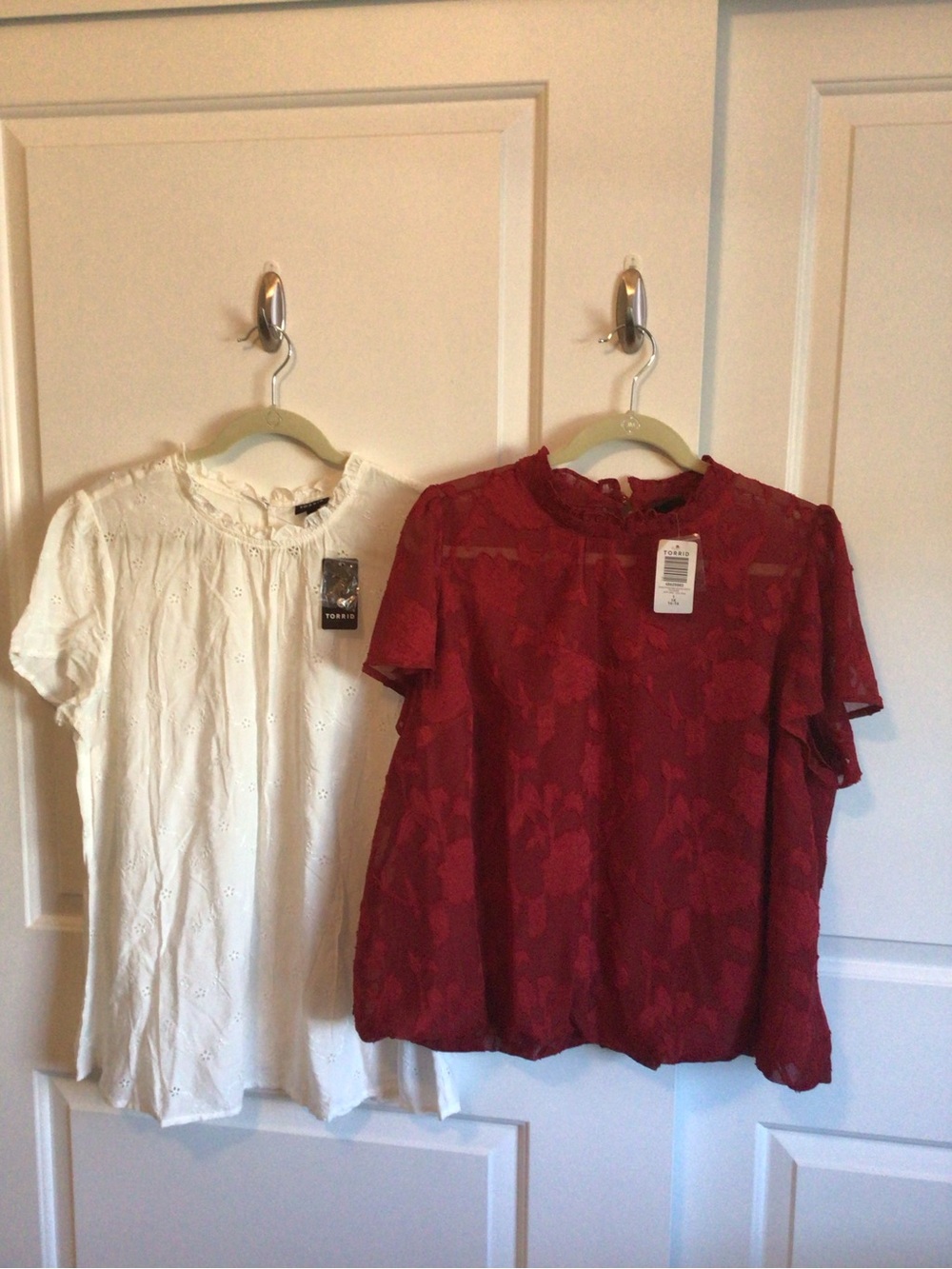 torrid White Eyelet Ruffle Neck Blouse